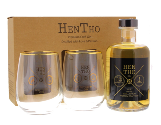 Afbeelding van Hentho Classic Gin + 2 Glazen 44° 0.5L