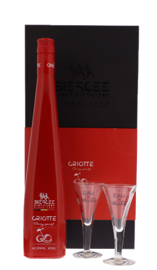 Image sur Griotte Distillerie de Biercée Ecrin Prestige + 2 Verres 20° 0.7L