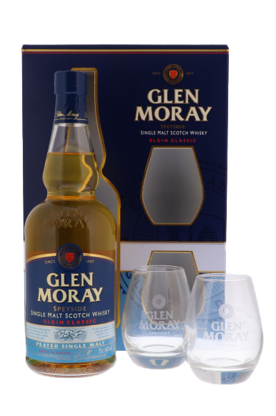 Glen Moray Classic Peated Single + 2 Glazen 40°