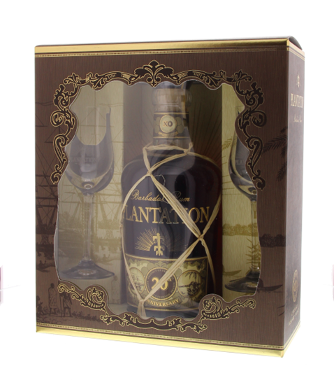Afbeelding van Plantation Rum Barbados Extra 20th Anniversary + 2 Glazen 40° 0.7L